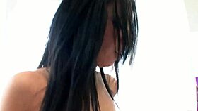 Busty emo teen poses at the mirror