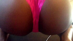 Smoking ebony babe twerks close up in pink panties 😏