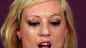 Frisky Doll Gets Cumshot on Face Swallowing Every Drop