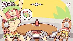 Futanari cums on customers' tits and faces in hentai game