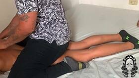He dominated my stepsister with erotic massage on her natural tits