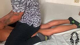 He dominated my stepsister with erotic massage on her natural tits