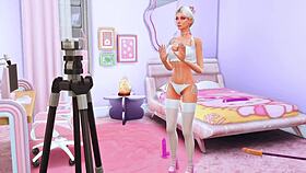 Look! Perverted stepdaughter deep throats for her stepfather in this Sims hentai animation!