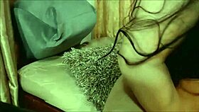 busty latina shemale babe teases with glasses and jerking moves