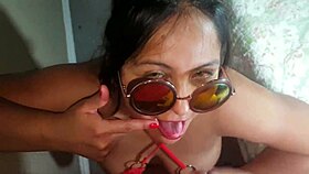 See This Cute Latina Give Blowjob And Swallow Cum