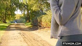 milf pornstar flashing in public outdoor setting