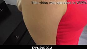 skinny blonde stepsis gives blowjob after getting caught