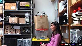 Young teen shoplifter caught by hung mall cop!