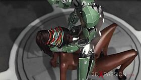 Male android deepthroats and anals a sexy ebony on exoplanet base camp