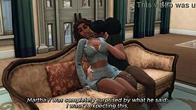 the ebony babysitter with big tits seduces the lonely dad into rough sex and blowjob.