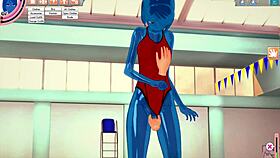 slimegirl in 3d animation by the pool