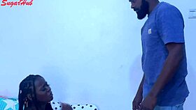 Hot ebony girl bent over for doggystyle fucking with big cock.