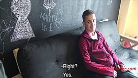 Gay pov latino men fuck for cash in public