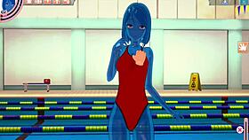 slimegirl in 3d animation by the pool