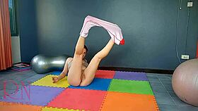 i practice yoga in the gym wearing see through leotard nude