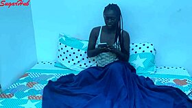 Hot ebony girl bent over for doggystyle fucking with big cock.