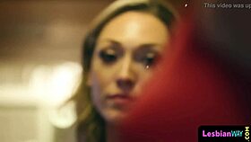 Glamour lesbians erotically dine on each other's pussies.