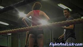 Euro dyke seduces her wrestling opponent in a close-up fight