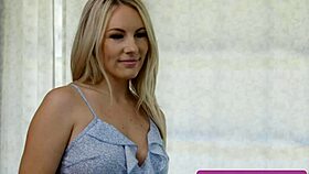 Horny lesbian blondes Bailey Brooke and Kiara Cole kiss and lick nipples! 😘