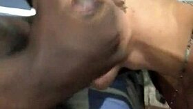 My neighbor convinced me to give a blowjob to his big black cock