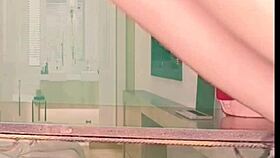 Wife rubbing shaved pussy solo in amateur video.