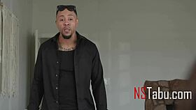 Petit babysitter rides massive black client