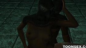 Masked 3D cartoon babe gets slammed in rough steamy sex