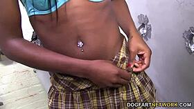 Ana Foxxx experiences a gloryhole encounter in a public outdoor setting.