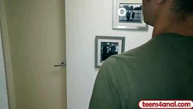 skinny teen gets her asshole stretched in anal sex.