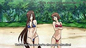 Satake sisters’ hot bikini beach scene in anime porn