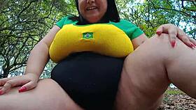 Did Mary Jhuana Orgasm In The Park While Hiding Her Big Tits?