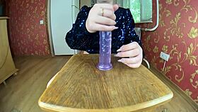 very big ass in oil hot milf jumps on a dildo