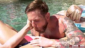 jade and venus join three tgirls for a pool gathering