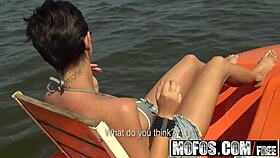 Hot euro teen nikol experiences first outdoor boat encounter