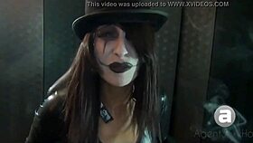 Goth girl shows smoking styles in a fetish setting