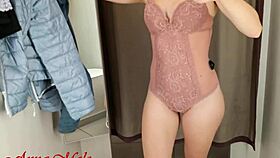 Perfect body girl tries lingerie in fitting room compilation