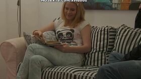 shy blonde dives into crazy hardcore sex on camera