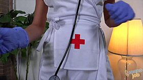 Busty nurse marley brinx gives jerk off instructions to patient.