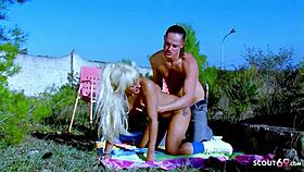 nymphomaniac yoga milf in tight spandex lures guy to rough outdoor banging