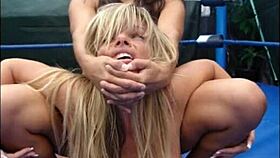 new female wrestling video with face sitting and ball kicking