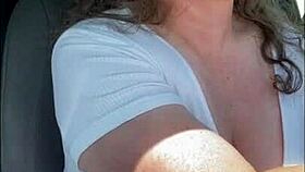 Gorgeous milf cums hard in mcdonalds drive thru with remote toy