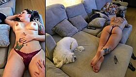 feeling ecstatic as young brazilian wife rides my big cock, moaning with her big ass bouncing