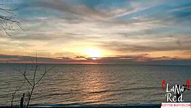 lana red sucked stranger's big dick at sunset by the sea and swallowed cum. treason on outdoor.