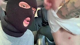 skinny gay client sucked my monster cock in the trailer, chained and deepthroating