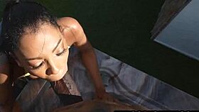 ebony step sister wants to see step brothers big black cock outdoors for taboo sex