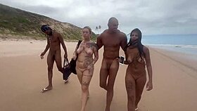 i went with my friend to the nudist beach to show off our pussies for the horny guys.