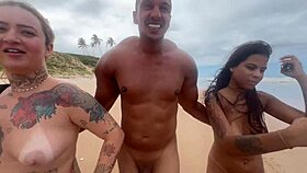 i went with my friend to the nudist beach to show off our pussies for the horny guys.