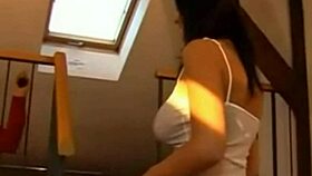 hot busty brunette teen 18+ girl strips then fucks