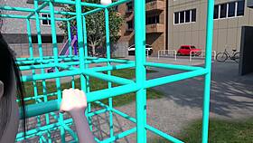 how does the girl tempt the guy in the park?