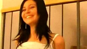 hot busty brunette teen 18+ girl strips then fucks